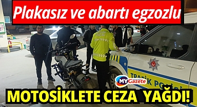 Plakasız ve abartı egzozlu motosiklete ceza  yağdı!