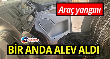  Ticari araçta çıkan yangını korkuttu