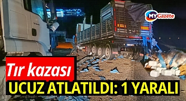 Zirai gübre yüklü tır devrildi: 1 yaralı