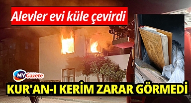 Alevlerin küle çevirdiği evde Kur'an-ı Kerim zarar görmedi