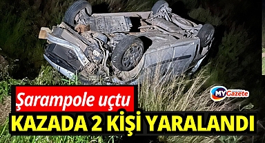 Antalya'da araç şarampole yuvarlandı: 2 yaralı