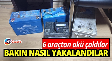 Aynı gün 6 araçtan akü çalan şüpheliler yakalandı