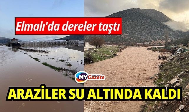Elmalı'da dereler taştı, tarım alanları sular altında kaldı