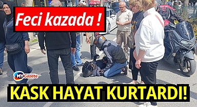 Feci kazada sürücü kask sayesinde hayatta kaldı