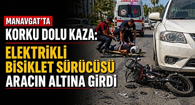 Manavgat’ta korku dolu kaza: Elektrikli bisiklet sürücüsü aracın altına girdi