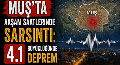 Muş’ta akşam saatlerinde sarsıntı: 4.1 büyüklüğünde deprem