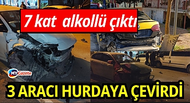 Park halindeki araçları hurdaya çevirdi, 3.41 promil alkollü çıktı