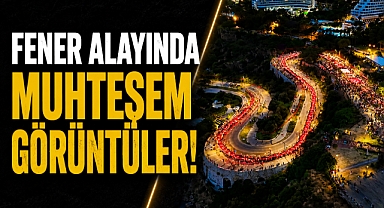Antalya’da 400 metrelik Türk bayrağıyla fener alayı