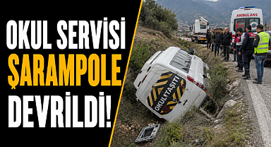 Antalya'da okul servisi şarampole devrildi: 6 öğrenci yaralı