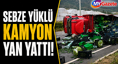 Antalya Gazipaşa'da korkutan kaza! Kamyon yan yattı