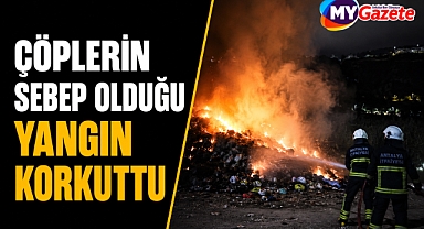 Antalya Manavgat'ta çöp yangını paniği! Alevler iş yerlerine yaklaşmadan söndürüldü