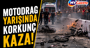 Motodrag yarışında korku dolu anlar! Bariyerlere çarptı