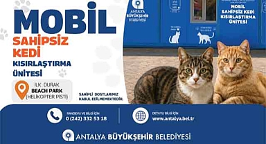 Antalya Büyükşehir Belediyesi Mobil Sahipsiz Kedi Kısırlaştırma Ünitesi Bannerı
