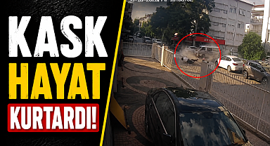 Kask hayat kurtardı! Kamyonetin altında kalmaktan son anda kurtuldu