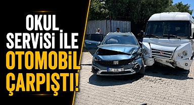 Okul servisi ile otomobil çarpıştı! 7 minik öğrenci yaralandı