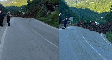 Trabzon’da heyelan felaketi! Karayolu ulaşıma kapandı