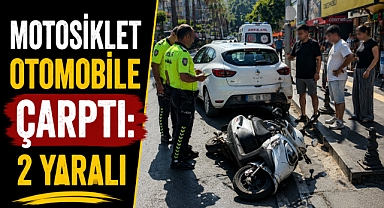 Trafikte tehlikeli geçiş kazayla bitti! Motosikletteki 2 kişi yaralandı