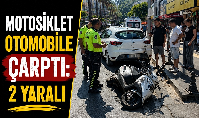 Trafikte tehlikeli geçiş kazayla bitti! Motosikletteki 2 kişi yaralandı