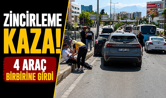 Antalya Muratpaşa'da üst geçitte zincirleme kaza! 4 araç birbirine girdi