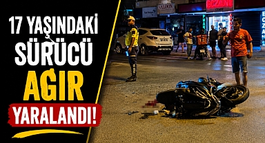 Antalya Alanya’da hafif ticari araçla çarpışan motosikletli genç ağır yaralandı