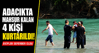 Antalya Manavgat Irmağı'nda korku dolu anlar! 1'i çocuk 4 kişi botla kurtarıldı