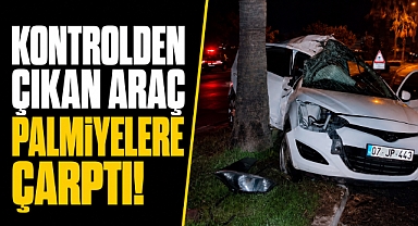 Antalya Manavgat'ta feci kaza! Kontrolden çıkan otomobil palmiyeye çarptı