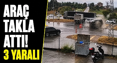 Antalya Manavgat'ta tır kırmızı ışıkta bekleyen otomobile çarptı! Araç takla attı, 3 taralı