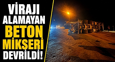 Antalya Manavgat’ta virajı alamayan beton mikseri devrildi! Sürücü hastaneye kaldırıldı