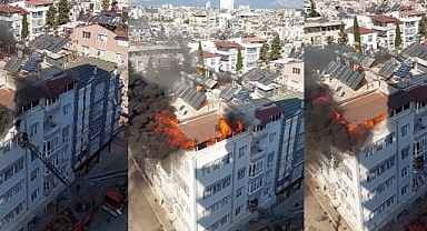 Antalya Muratpaşa'da can pazarı! 5 katlı binanın terasındaki yangın çıktı!
