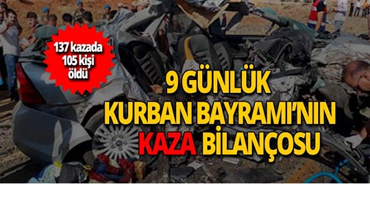 9 günlük Kurban Bayramı'nın kaza bilançosu