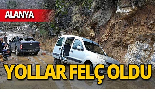 Alanya’da kar ve heyelan ulaşımı felç etti!