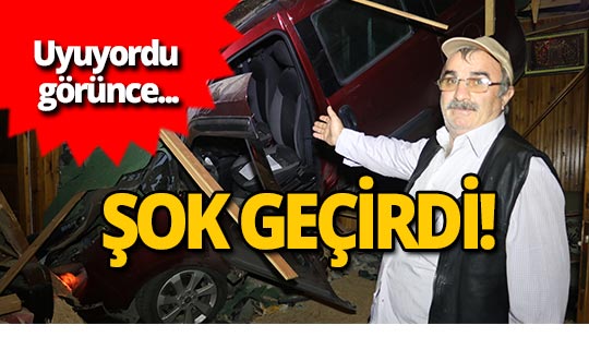 Araç eve çatıdan girdi mahalleli ayağa kalktı