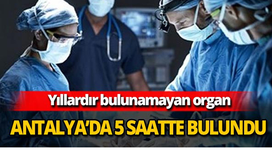 Yıllardır bulunamayan organ Antalya'da 5 saatte bulundu
