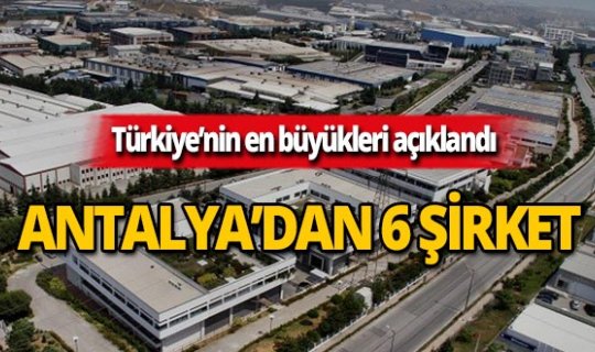 En Büyükler Listesi'nde Antalya'dan 6 şirket!