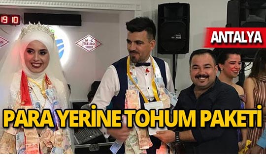 Gelin ile damada 3 bin liralık tohum paketi taktı!