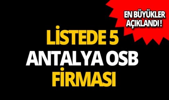 İSO ilk 500'de 5 Antalya OSB firması!