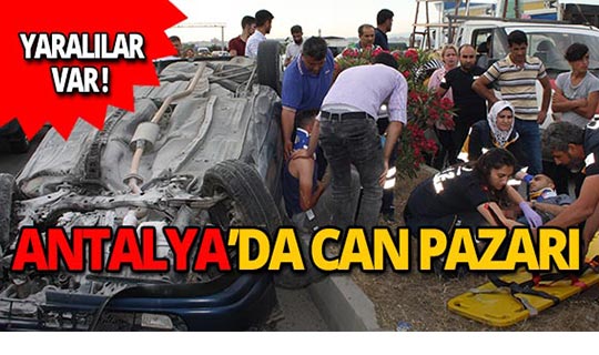 Otomobil refüje çarpıp 50 metre takla attı! Yaralılar var