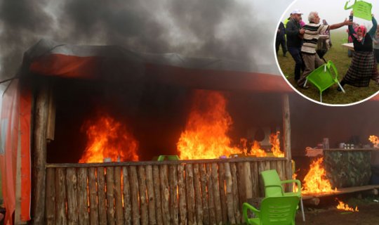 Yaylada çadır ateşe verildi