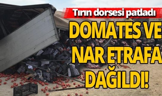 Gazipaşa'da yüke dayanamayan TIR yan yattı