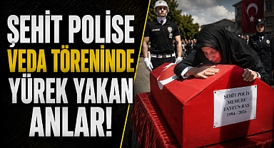 Şehit polis Tayfun Baş'ın veda töreninde yürek yakan anlar! Eşinin sözleri gözyaşlarına boğdu